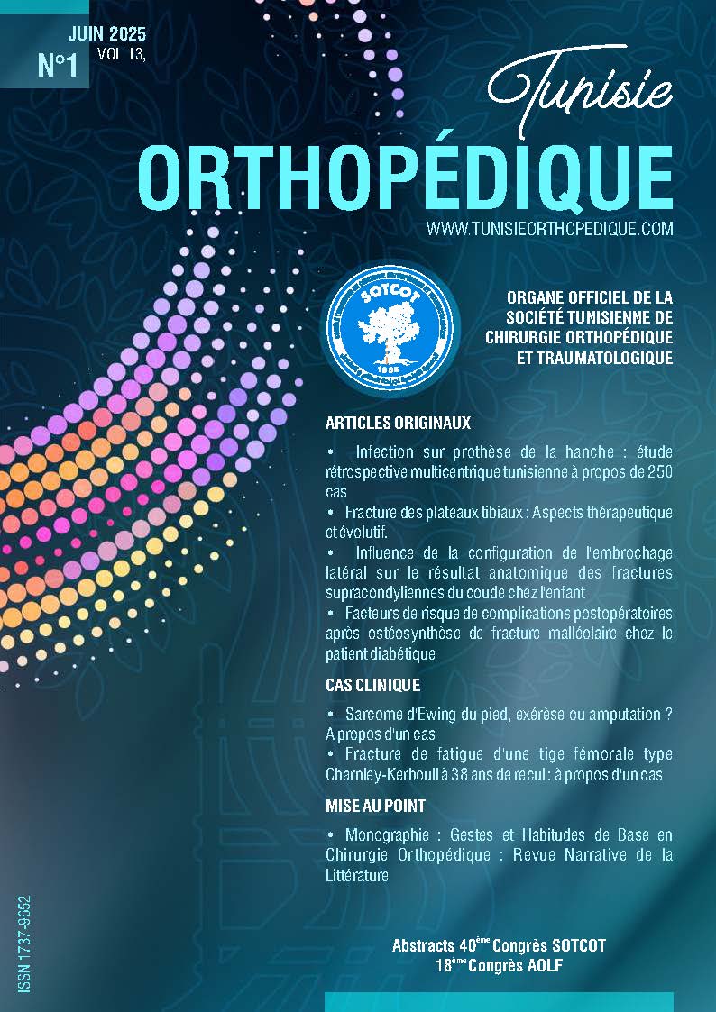					View Vol. 13 No. 1 (2025): Tunisie Orthopédique
				